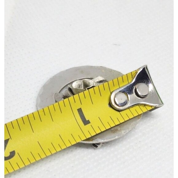 Rare Vintage Sterling Silver Floral Design Pin Flower Circle Brooch Lapel Pin - Picture 8 of 8